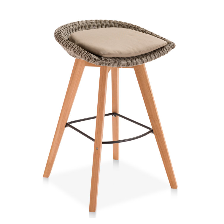 AllModern Odell Wicker Outdoor Stool with Cushion Wayfair Canada